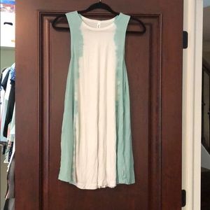 White and seafoam green tie-dye dress with pockets